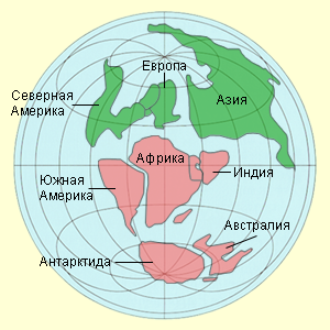 Карта Земли в меловом периоде